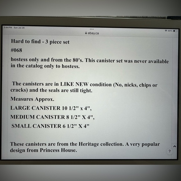 Princess House Crystal Canister Set  Princess Heritage Collection - Picture 5 of 5